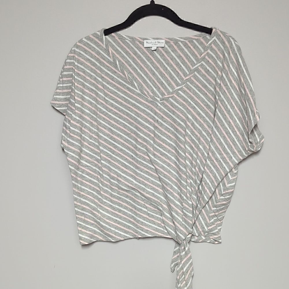 Michael Stars Striped V Neck Blouse